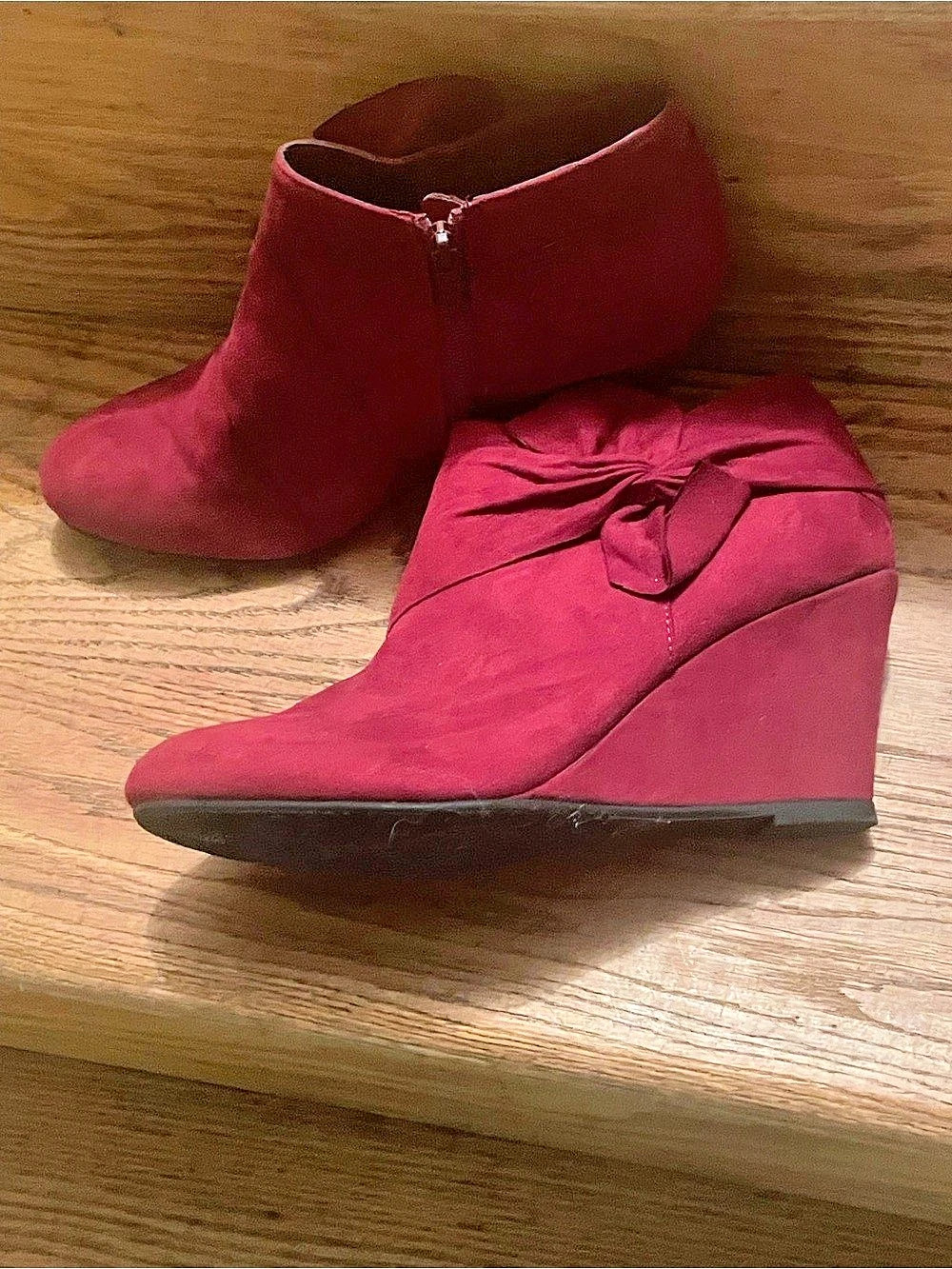 Red Wedge Ankle Boots